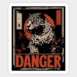 Dangerous Leopard Warning Poster - Retro Wildlife Power Art Sticker